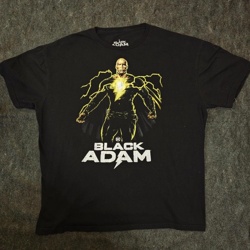 DC Comics Black Adam Movie Graphic T-Shirt Mens 2XL Black Dwayne Johnson Tee